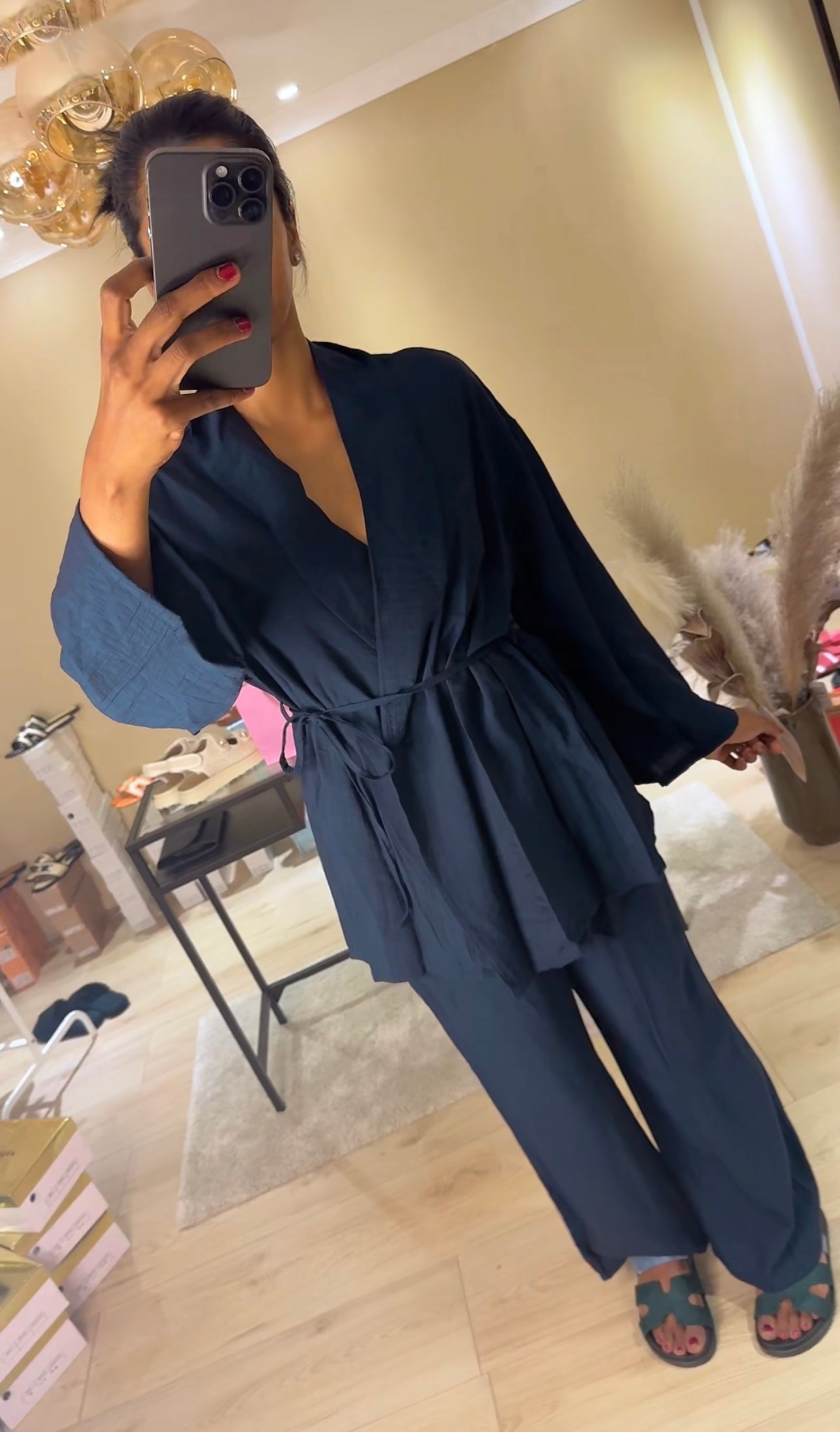 ZYRA KIMONO MET BROEK BRUIN (ZCP02)
