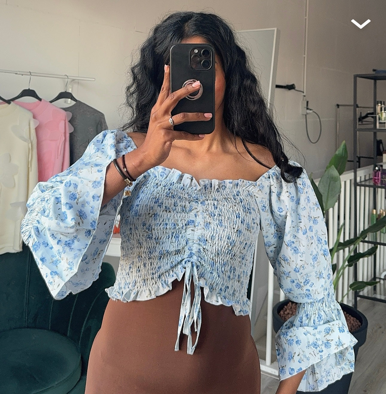 Bloemetjes blouse blauw