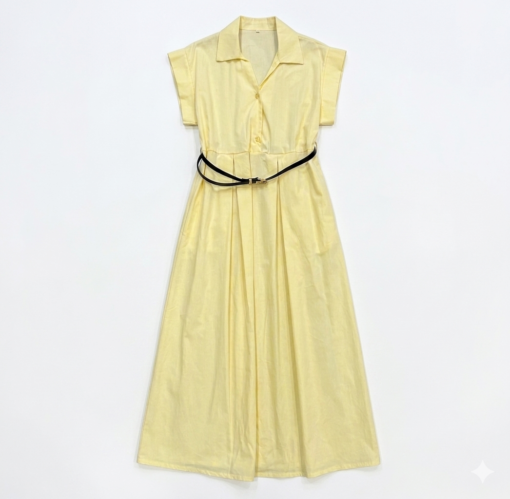 Maxi blouse jurk Doorknoopjurk met Reverskraag en Tailleceintuur