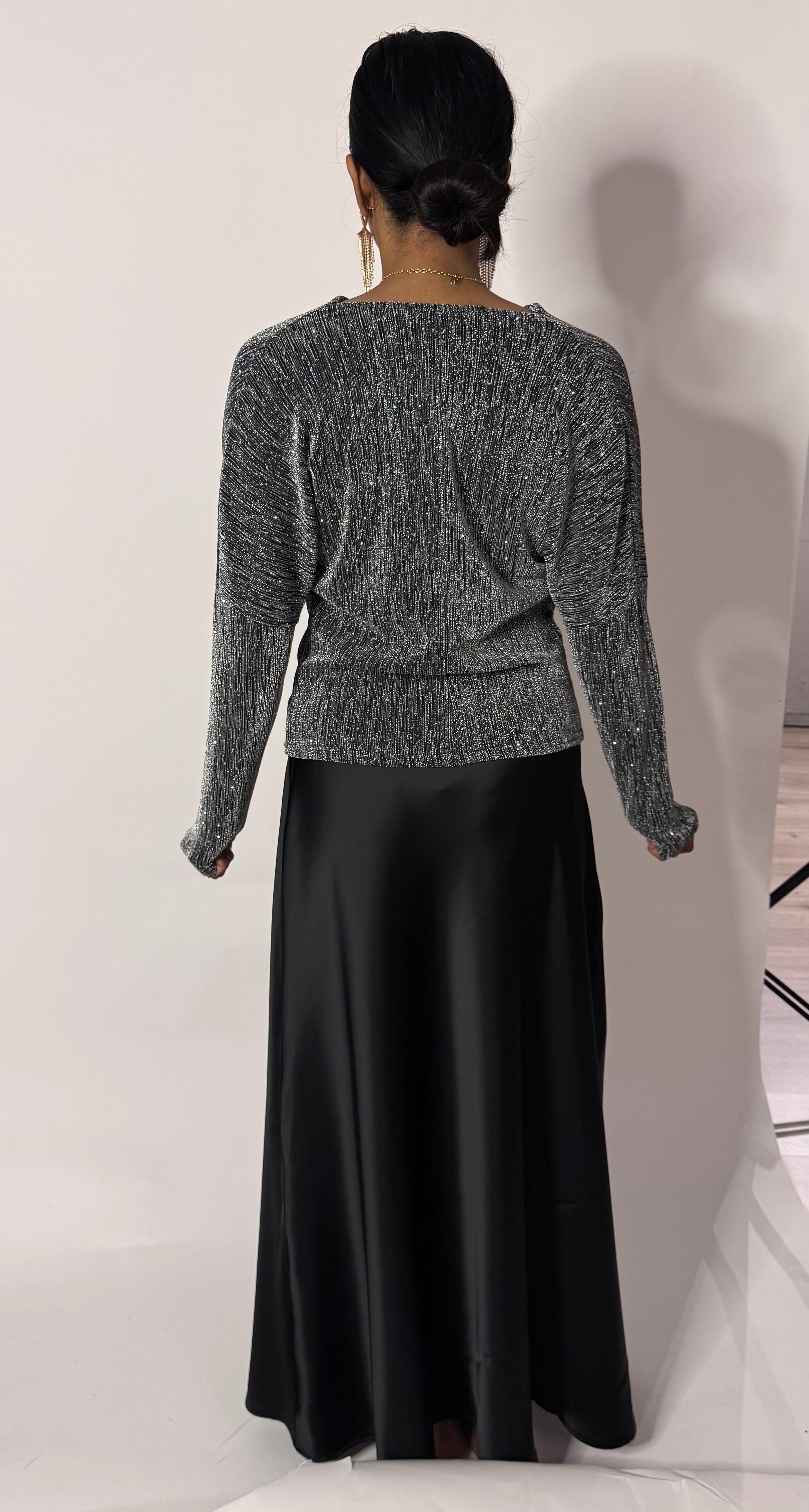 Top met glitters zilver (pada01)
