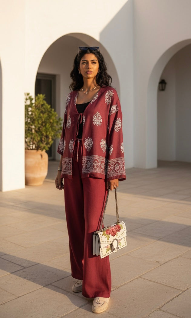 Marrakech Sunset co-ord set - burgundy