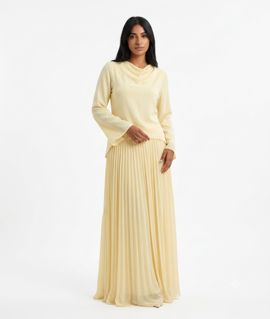 Zaria esemble rok met verstelbare blouse - butter yellow