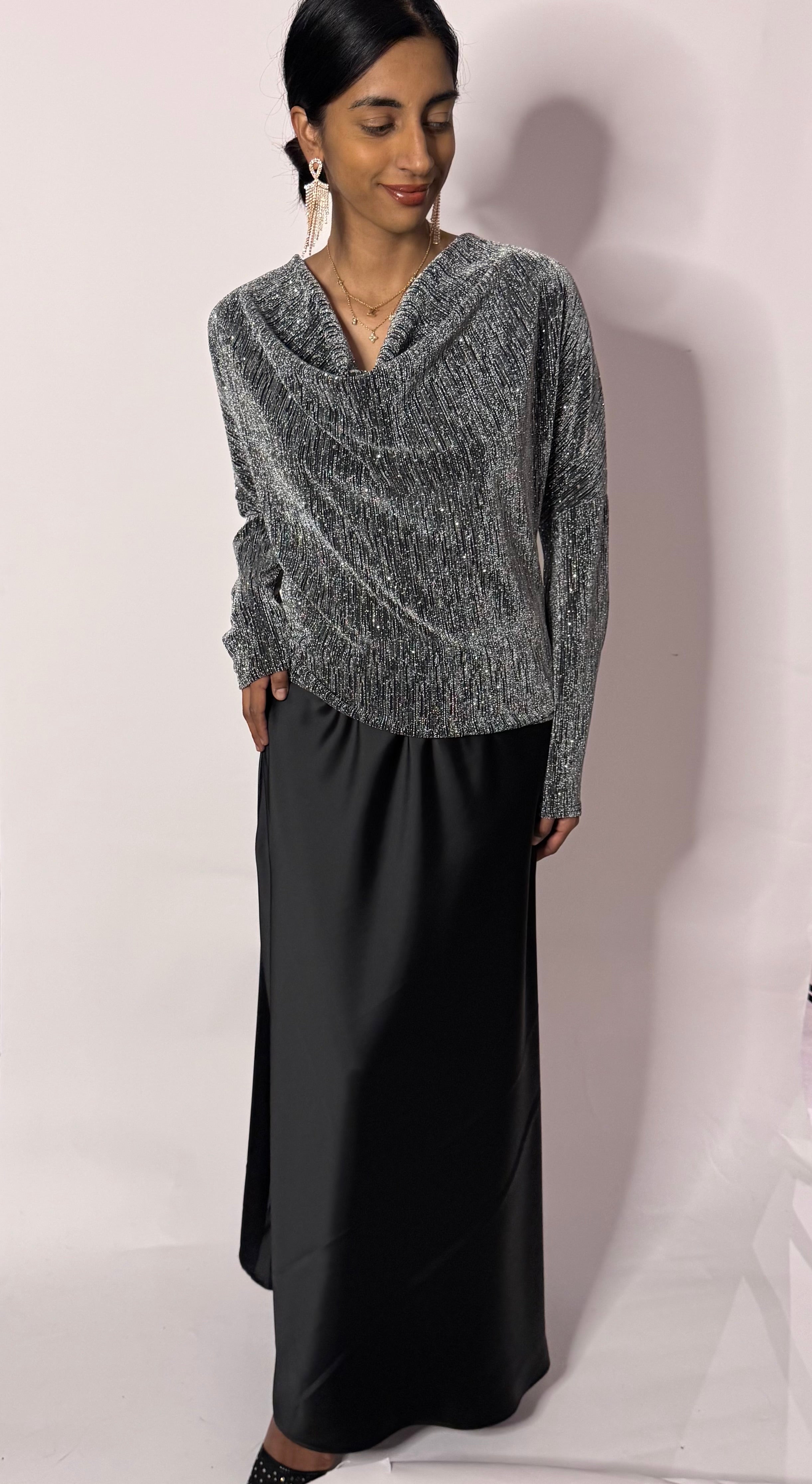Top met glitters zilver (pada01)