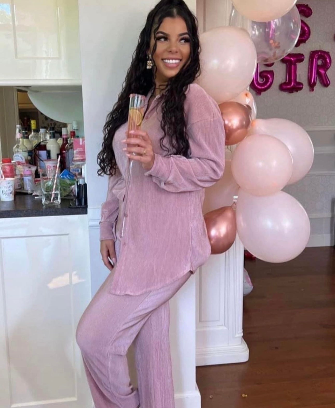 AMBER PLISSE TWEEDELIG SET BABY PINK