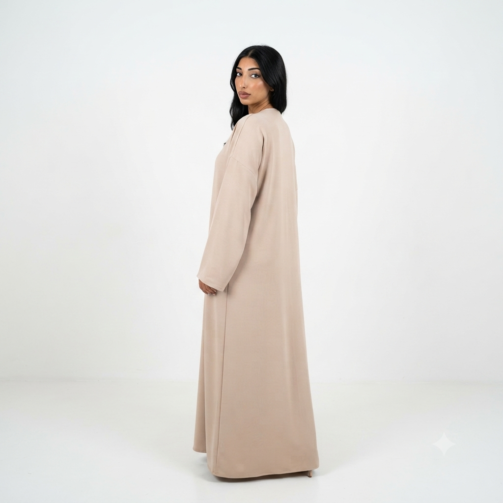 T-shirt jurk met zakken - viscose beige