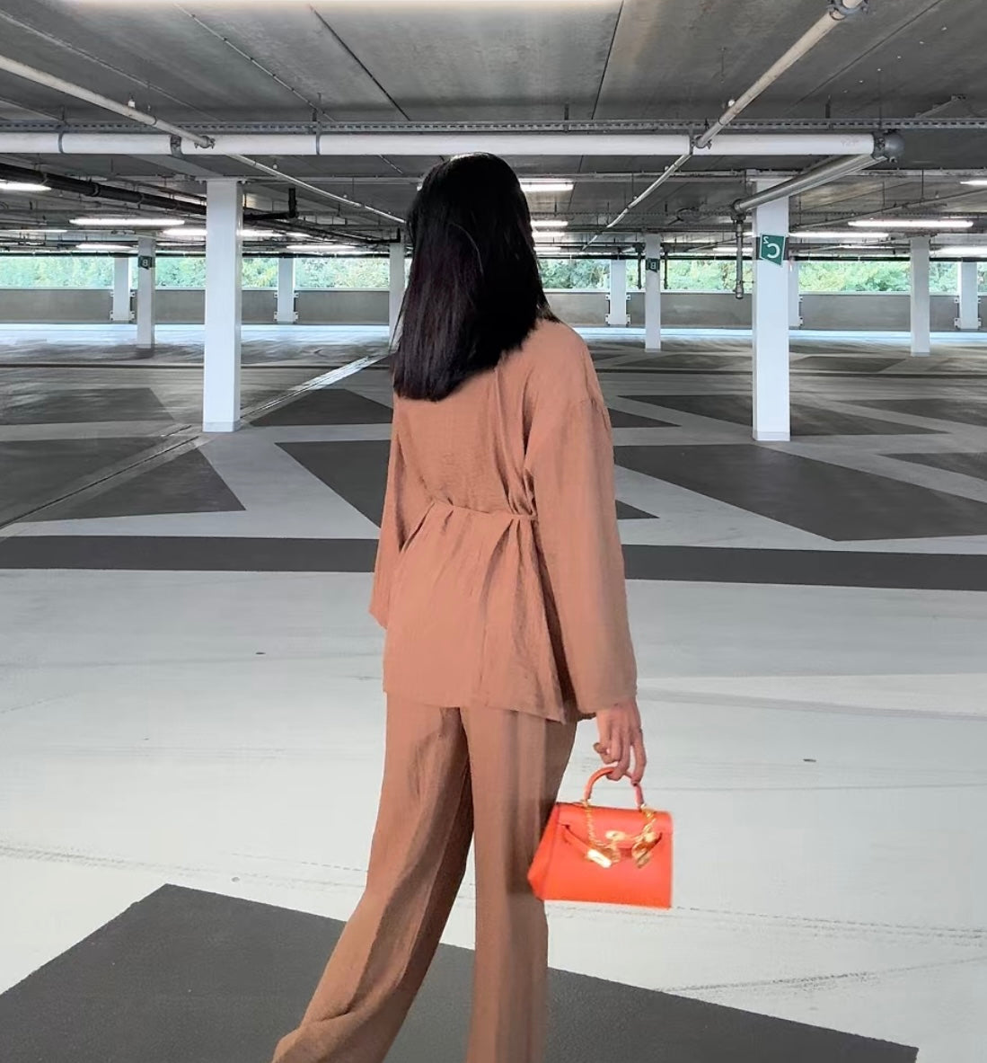 ZYRA KIMONO MET BROEK BRUIN (ZCP02)