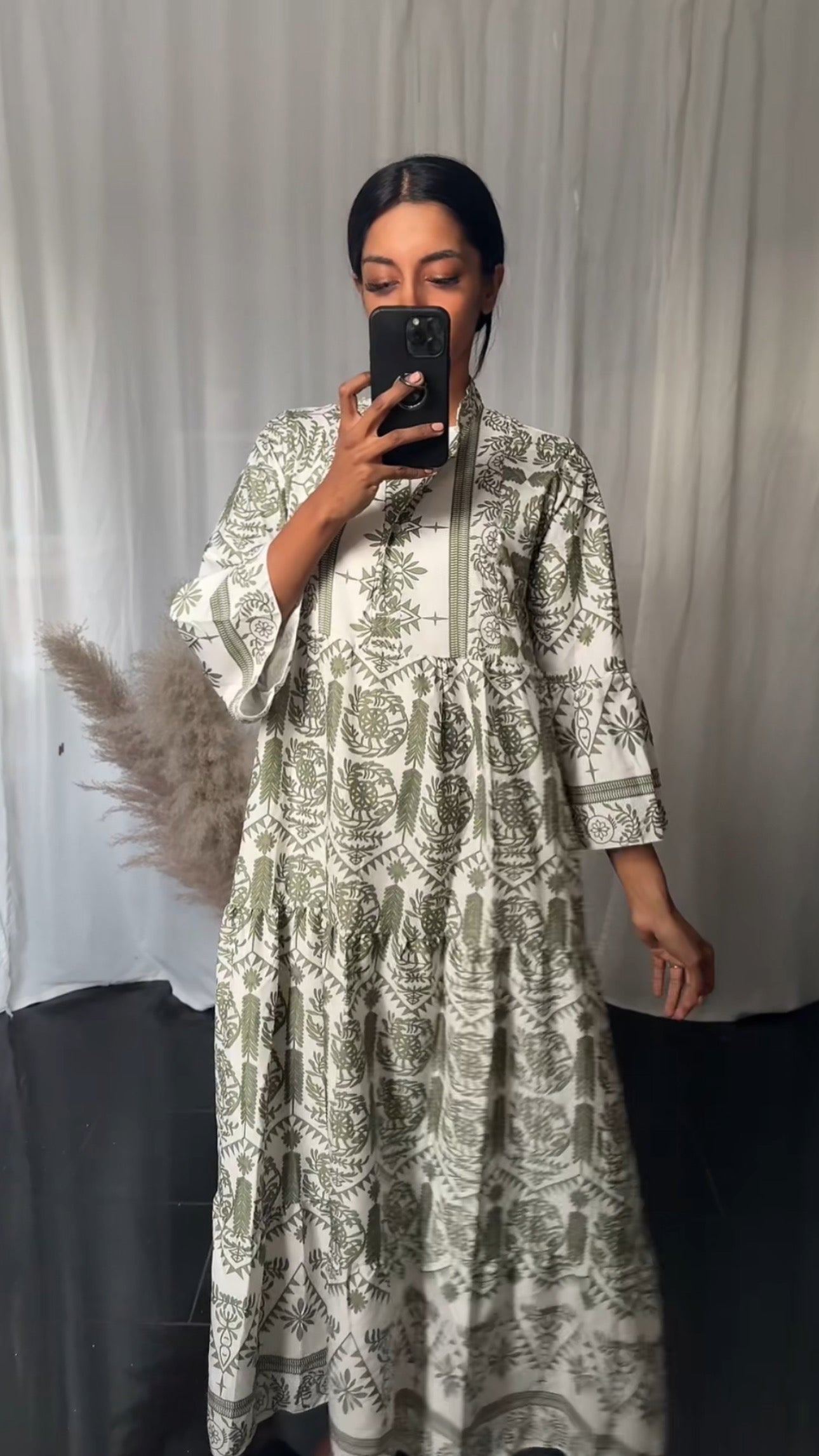 YAS - GROEN WIT MAXI DRESS