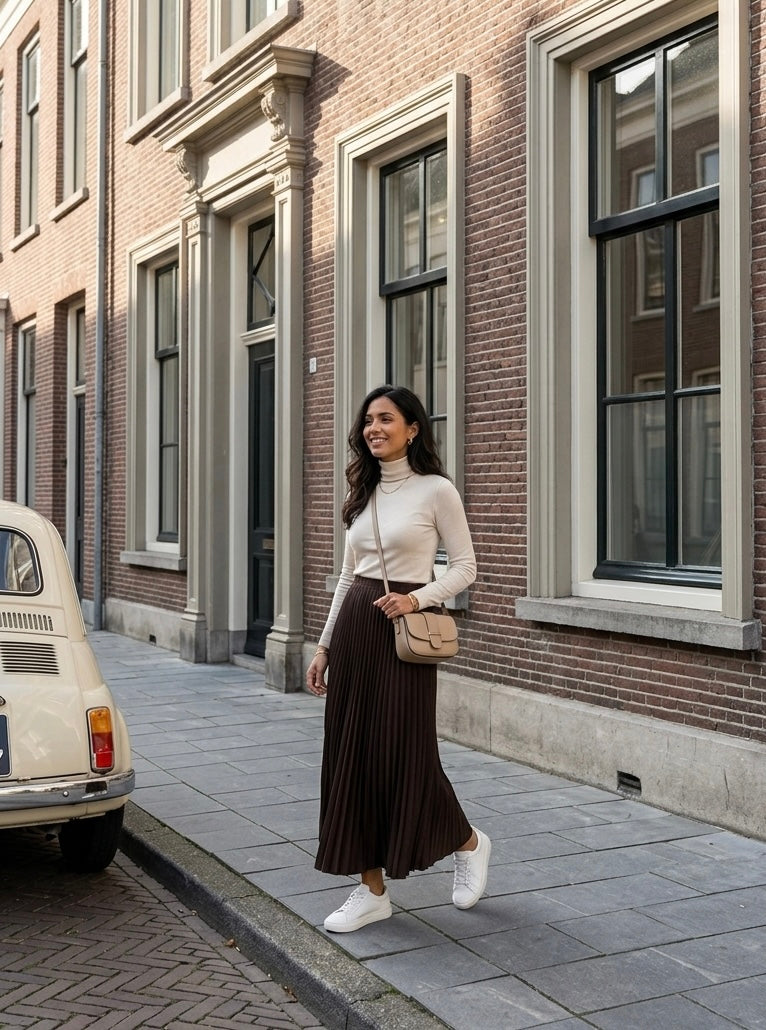 L'Essentielle Plissée - dark brown rok ruffles