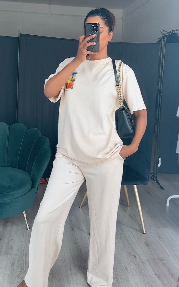 Verstelbare jogger met zakken beige - ITALY2346