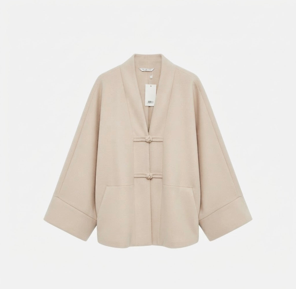 Stijlvolle Beige Jas met Knoopsluiting