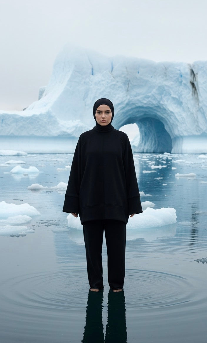 Modest oversized sweater with wide pants - 6057