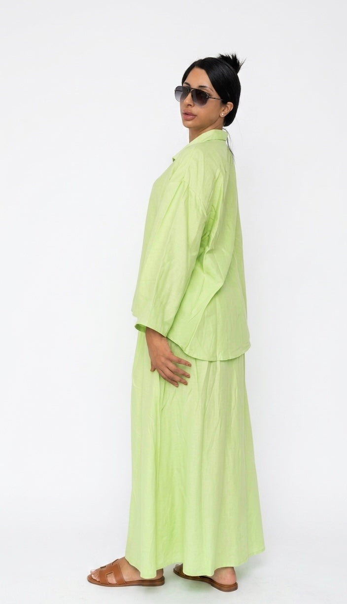 Oversized blouse met lange rok - mint groen van viscose PRE ORDER