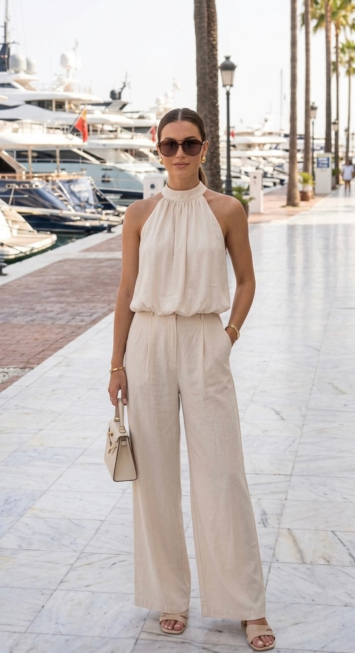 Elegante Jumpsuit in Luchtige Blend – Comfort & Stijl voor Elke Gelegenheid PS9712AB