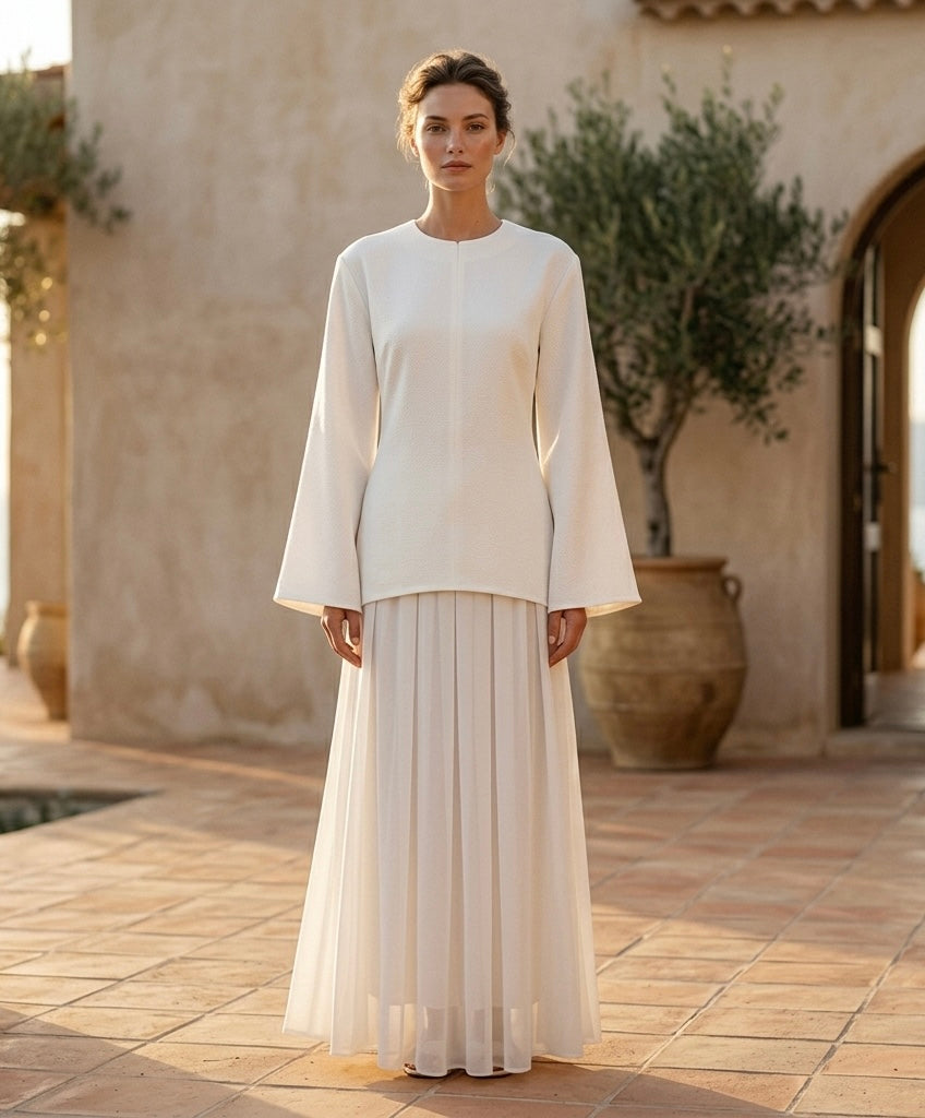 Zaria esemble rok met verstelbare blouse - wit