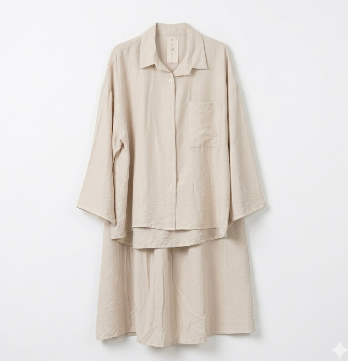 Oversized blouse met lange rok - crème van viscose PRE ORDER