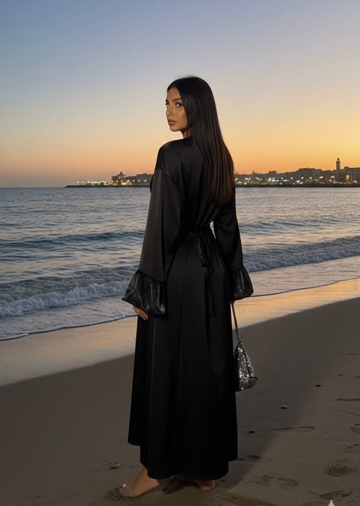 The bloom dress met ruffles mouwen - black 673200