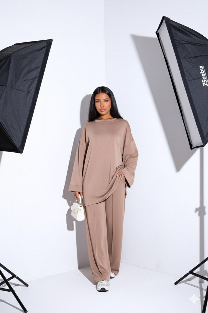 Comfy co-ord set met lange top en oversized broek