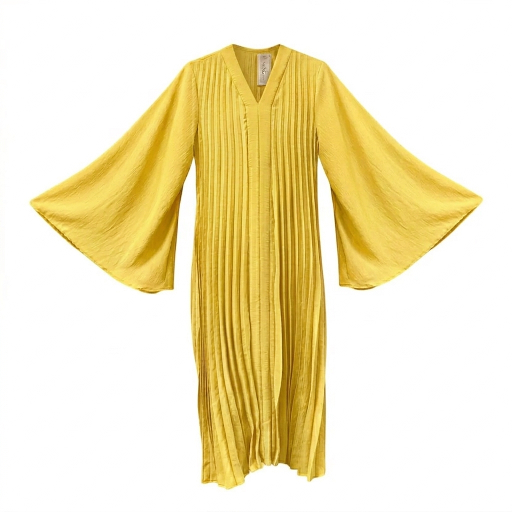 Flora wijde jurk - yellow