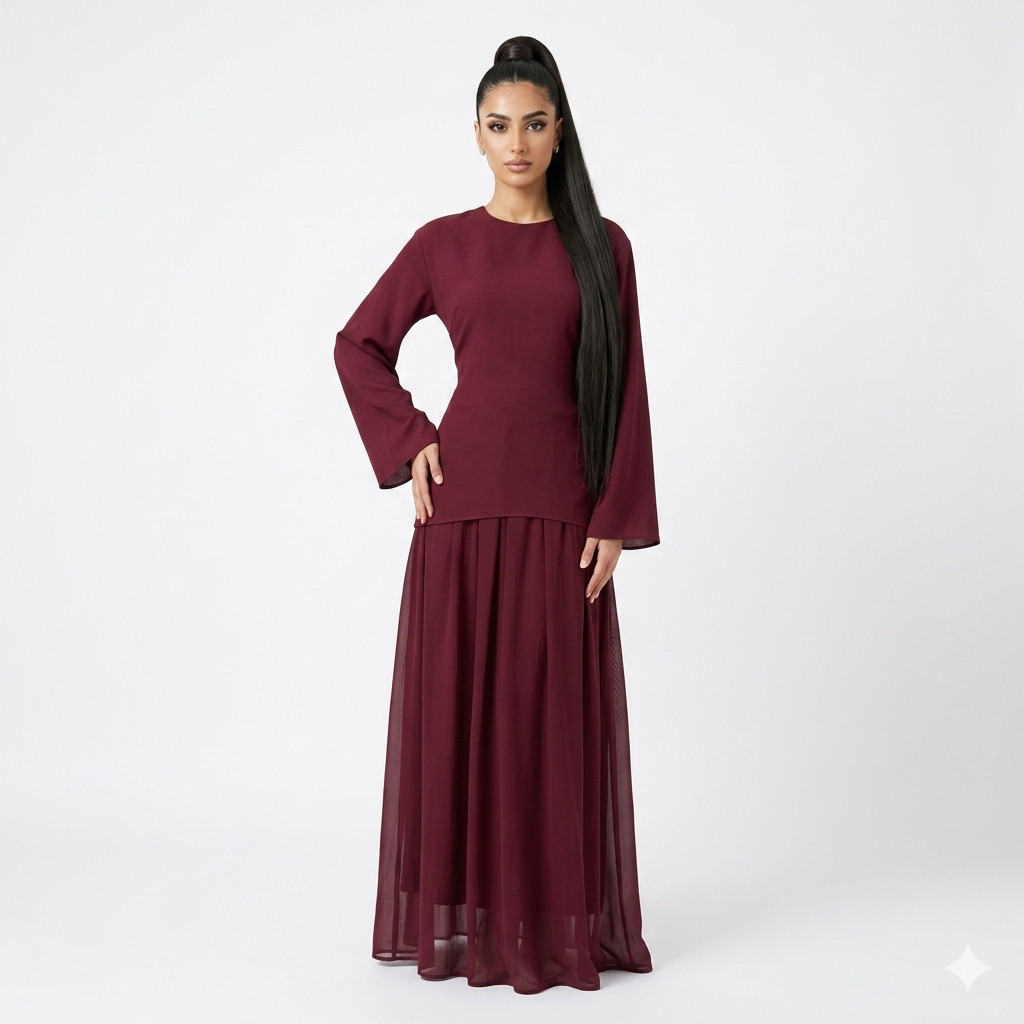 Zaria esemble rok met verstelbare blouse - burgundy