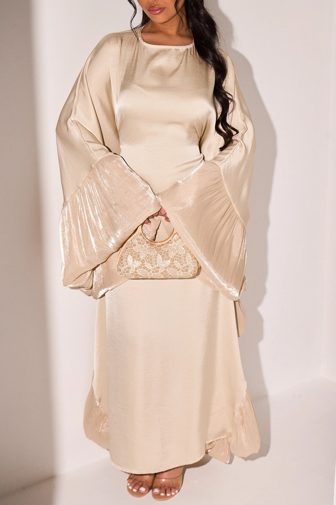 Abaya kaftan met franjes aan mouwen - 5422