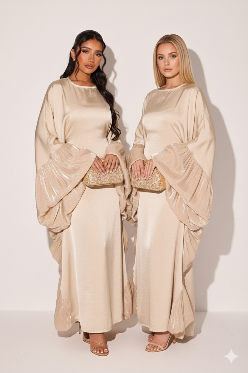 Abaya kaftan met franjes aan mouwen - 5422