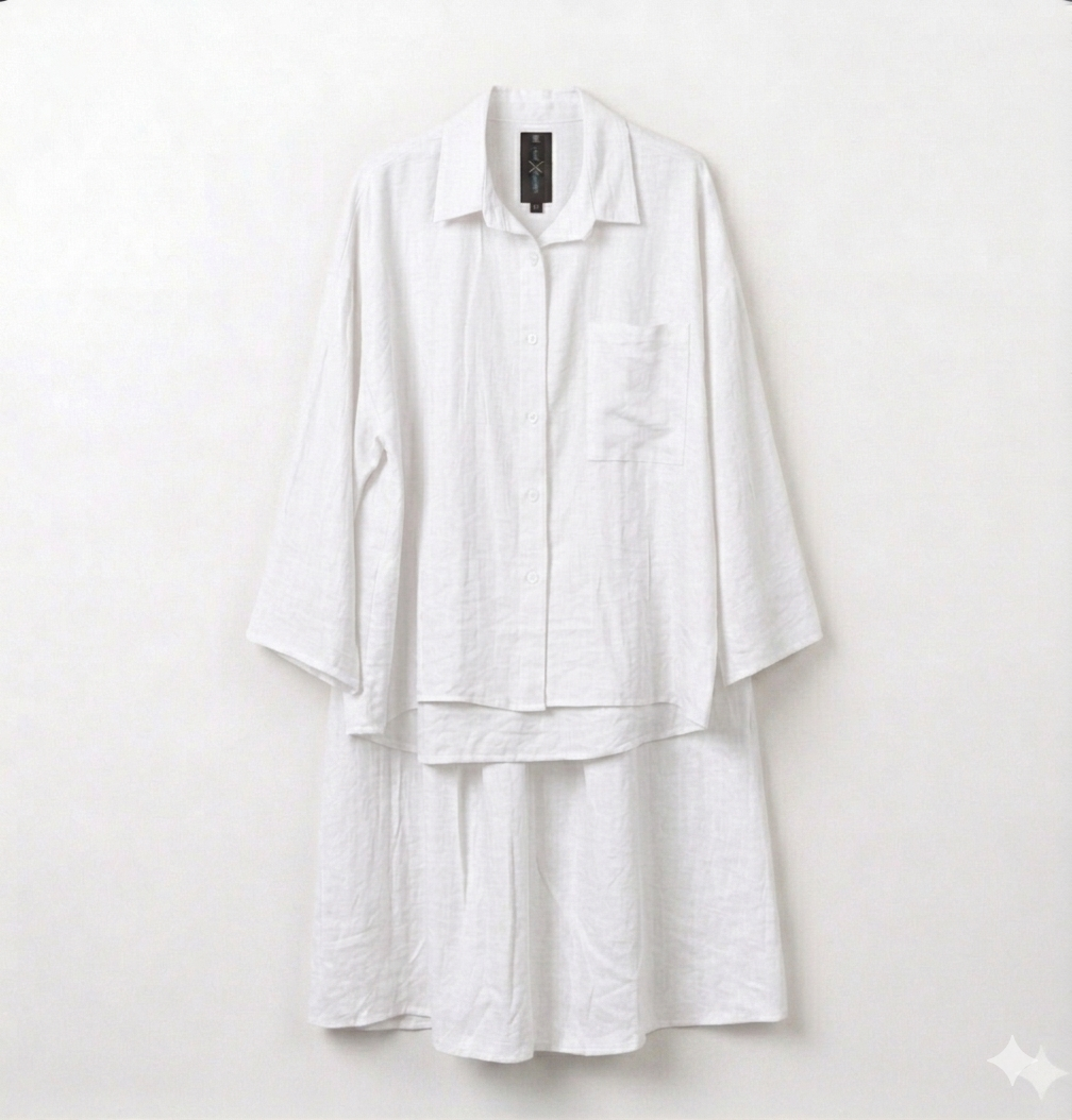 Oversized blouse met lange rok - white van viscose PRE ORDER