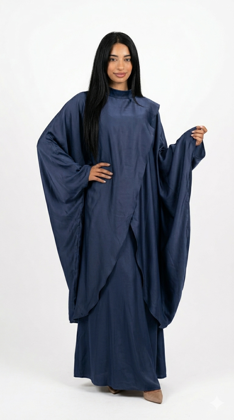 Serenity lange blouse met rok set - navy