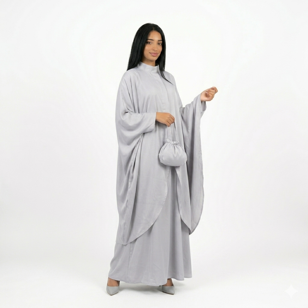 Serenity blouse met rok set - licht grijs