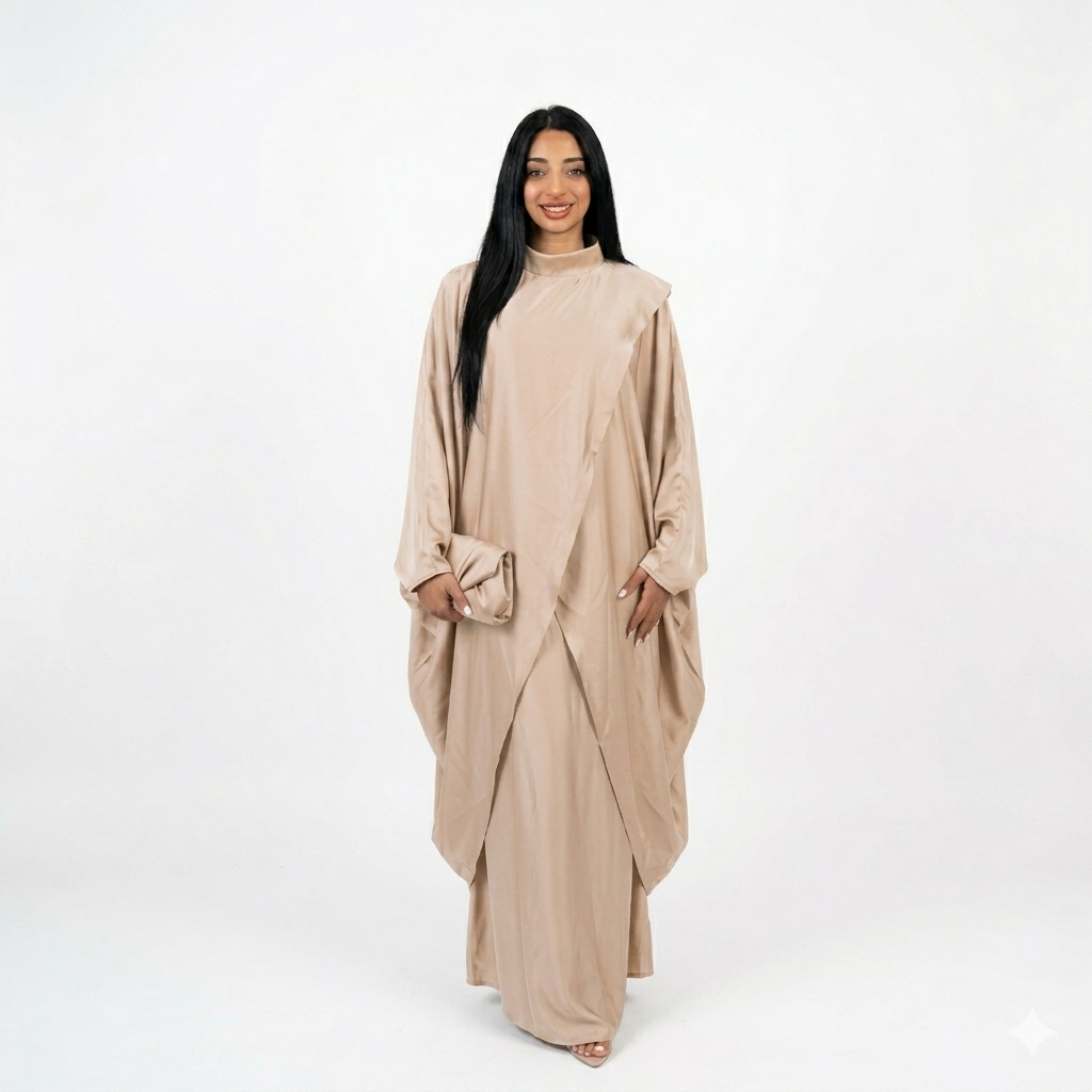 Serenity blouse met rok set - licht beige