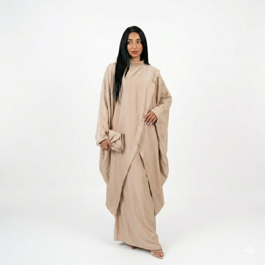 Serenity blouse met rok set - licht beige