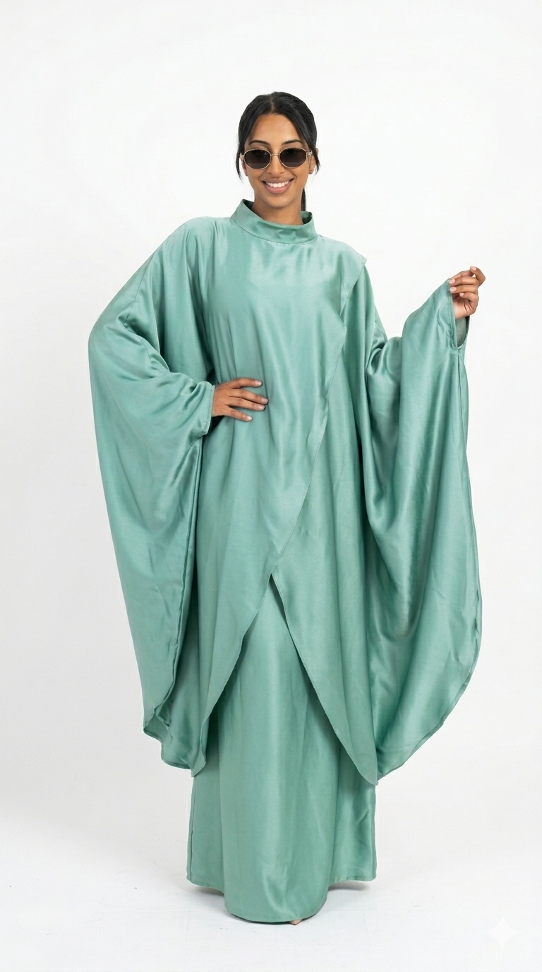 Serenity lange blouse met rok - mint groen