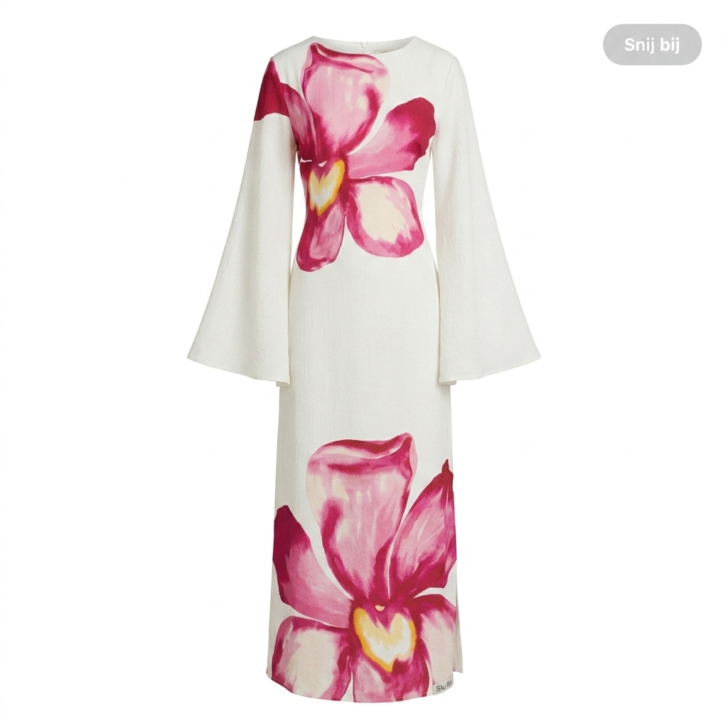 Bloemen maxi-jurk met wijde mouwen