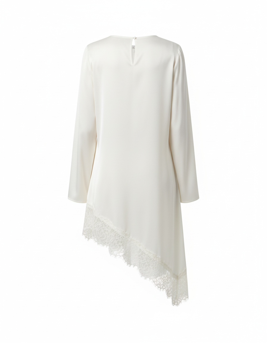 Couture Satijn met Kant Detail blouse - white