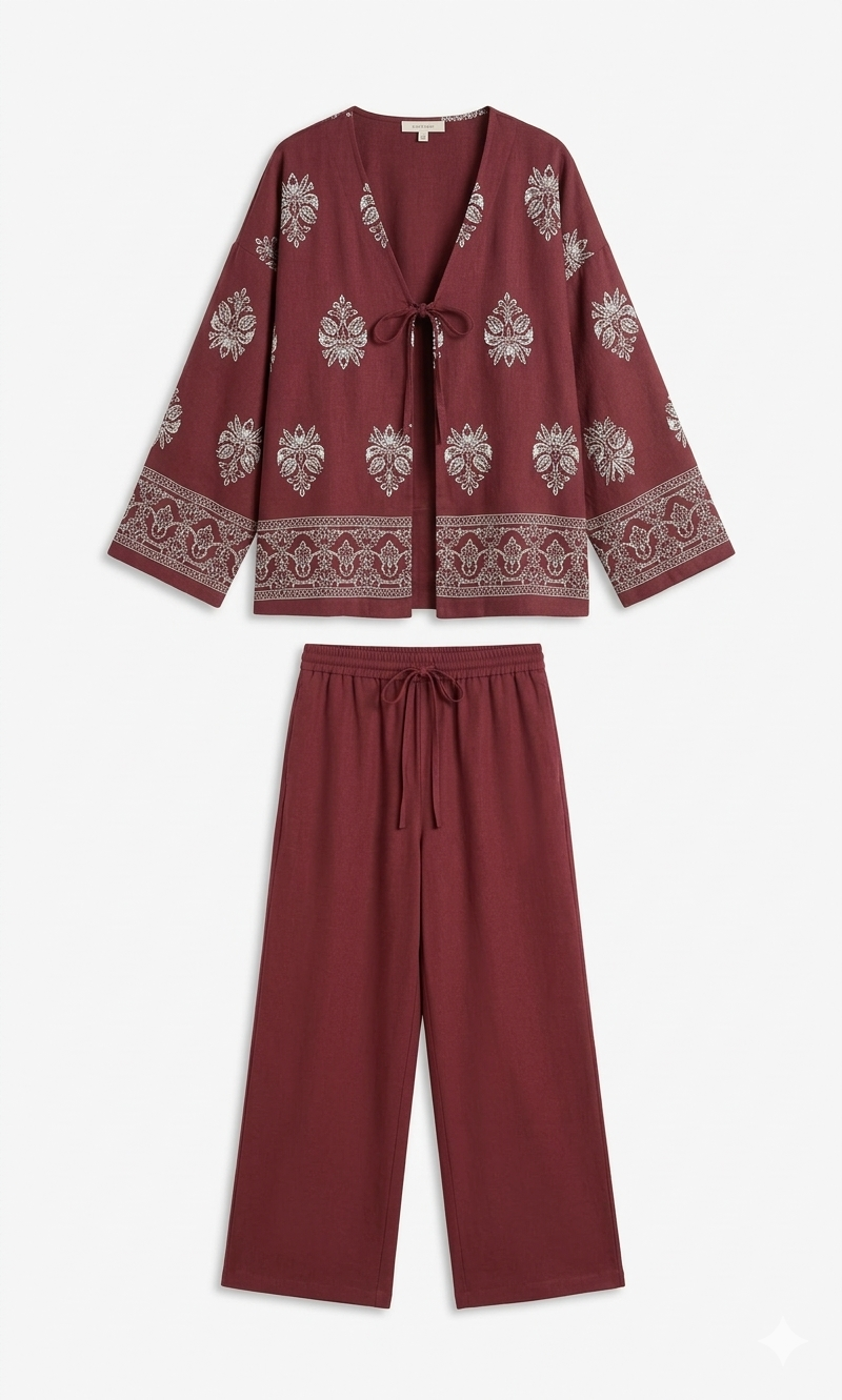 Marrakech Sunset co-ord set - burgundy