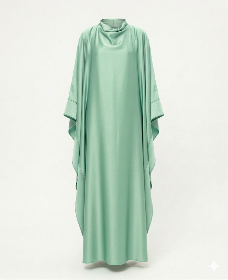 Kaftan de soiree met grote strik mint groen - KF01