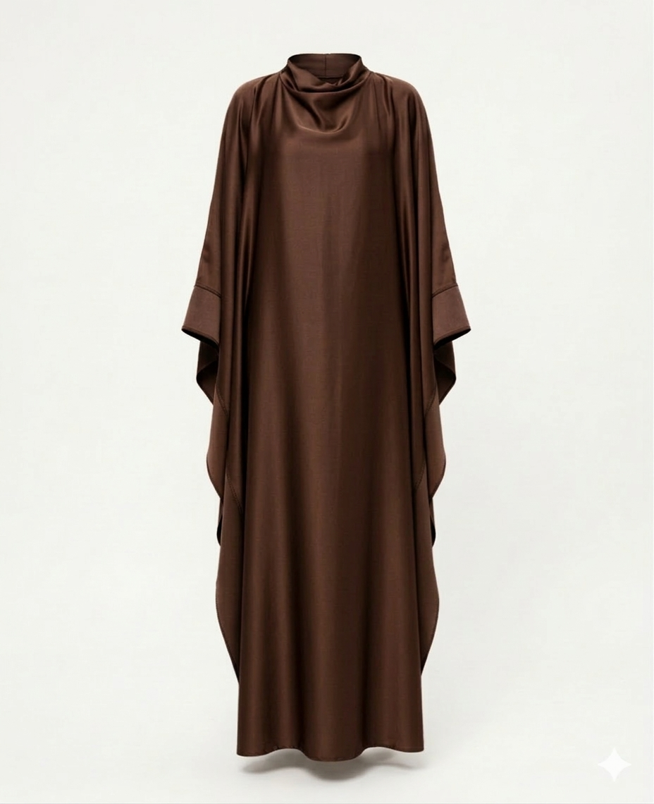 Kaftan de soiree met grote strik bruin - KF01