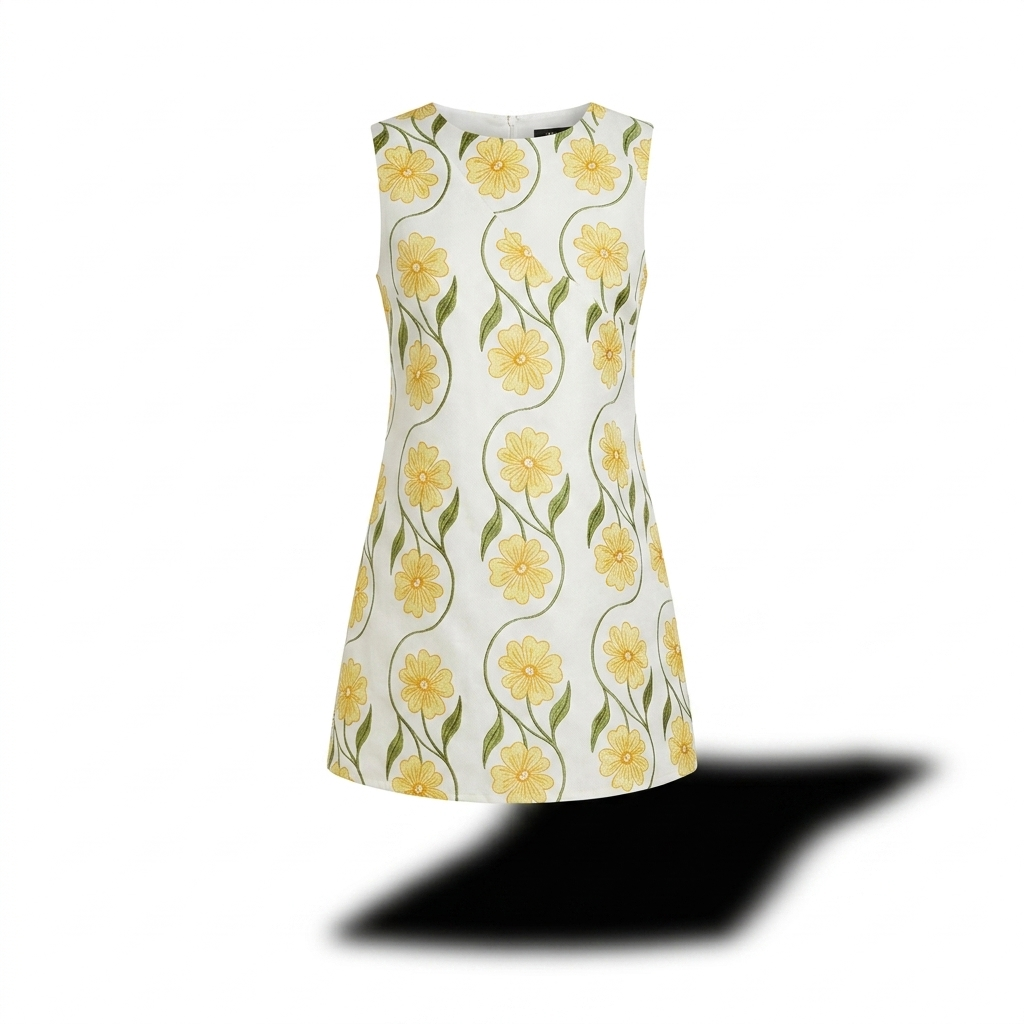 Mini jurk met butter yellow bloemen - A1515