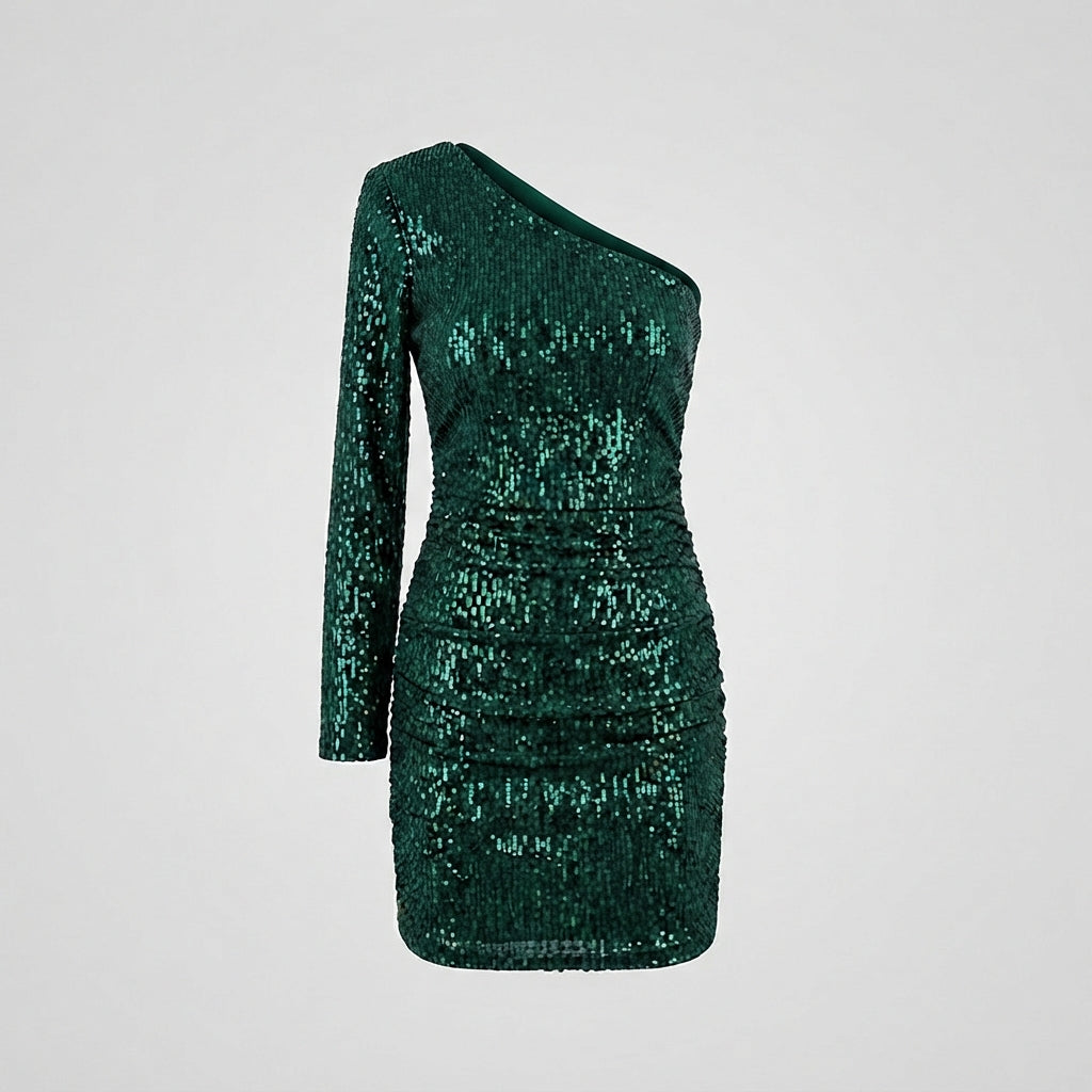Seringa One-Shoulder Sequin Mini Dress