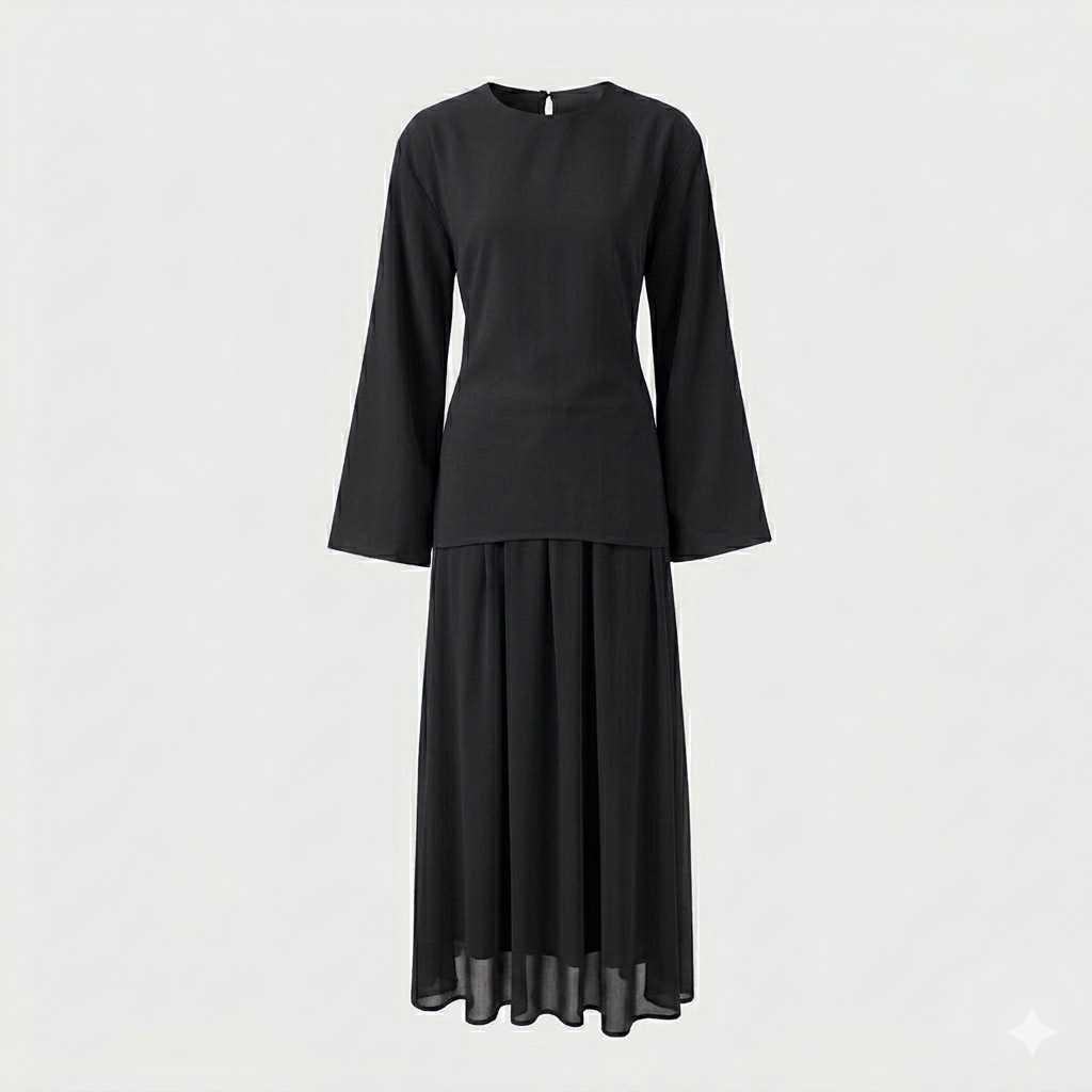 Zaria esemble rok met verstelbare blouse - black
