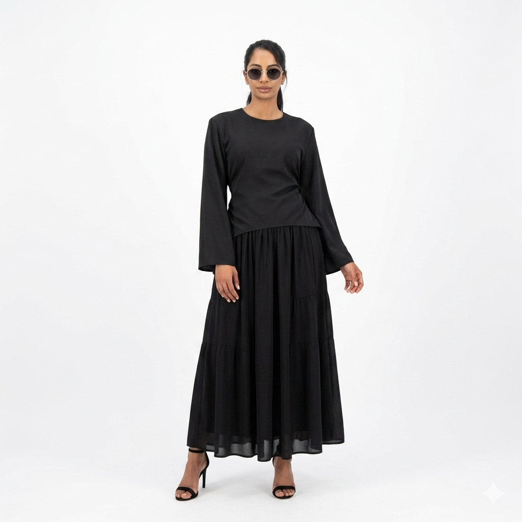 Zaria esemble rok met verstelbare blouse - black