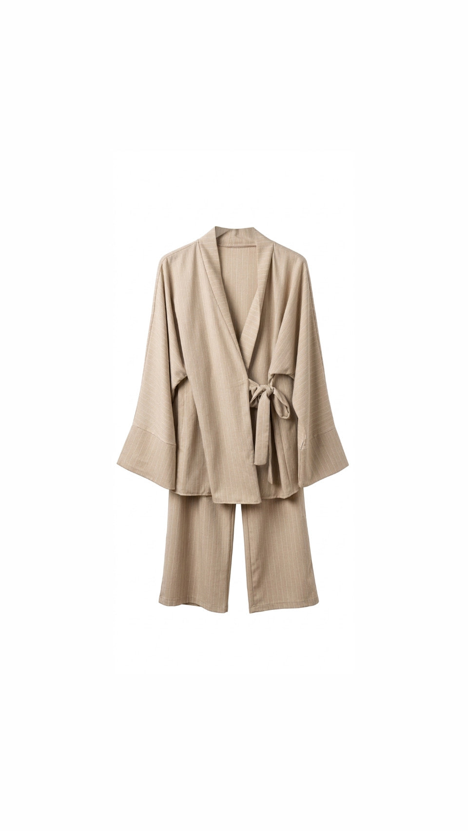 La Bohème Lente kimono pants set strepen - beige
