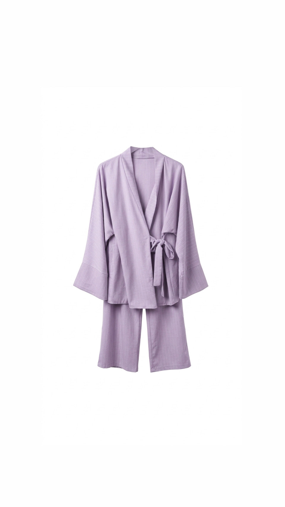 La Bohème Lente kimono pants set strepen - licht paars