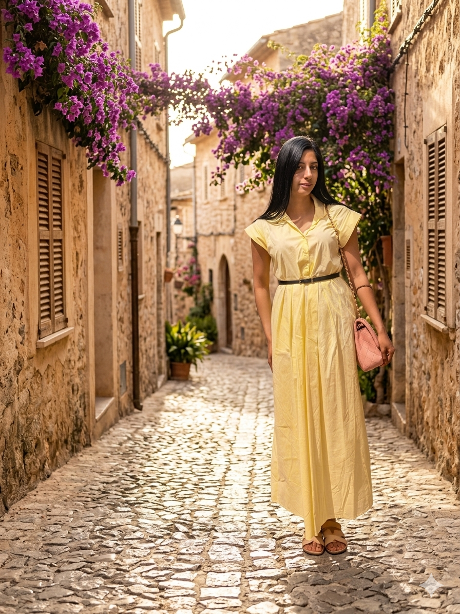 Maxi blouse jurk Doorknoopjurk met Reverskraag en Tailleceintuur