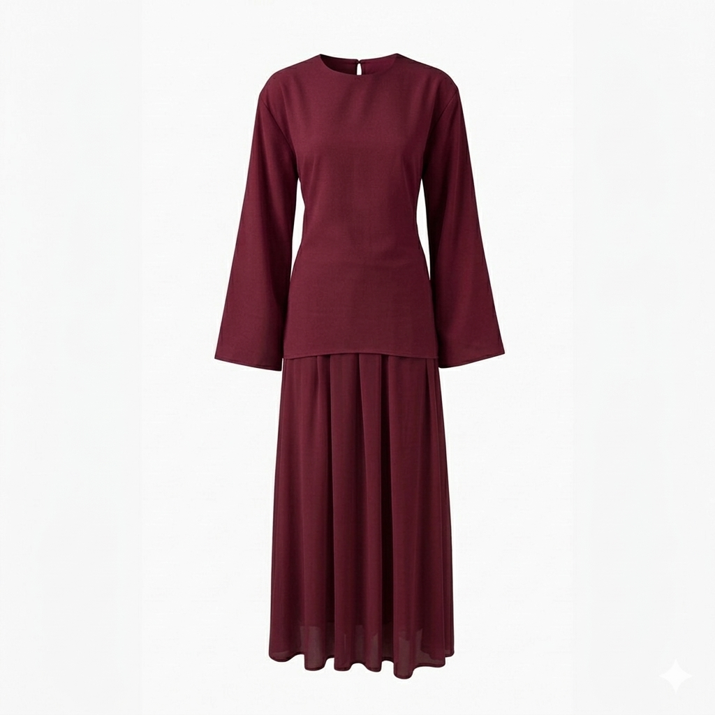 Zaria esemble rok met verstelbare blouse - burgundy