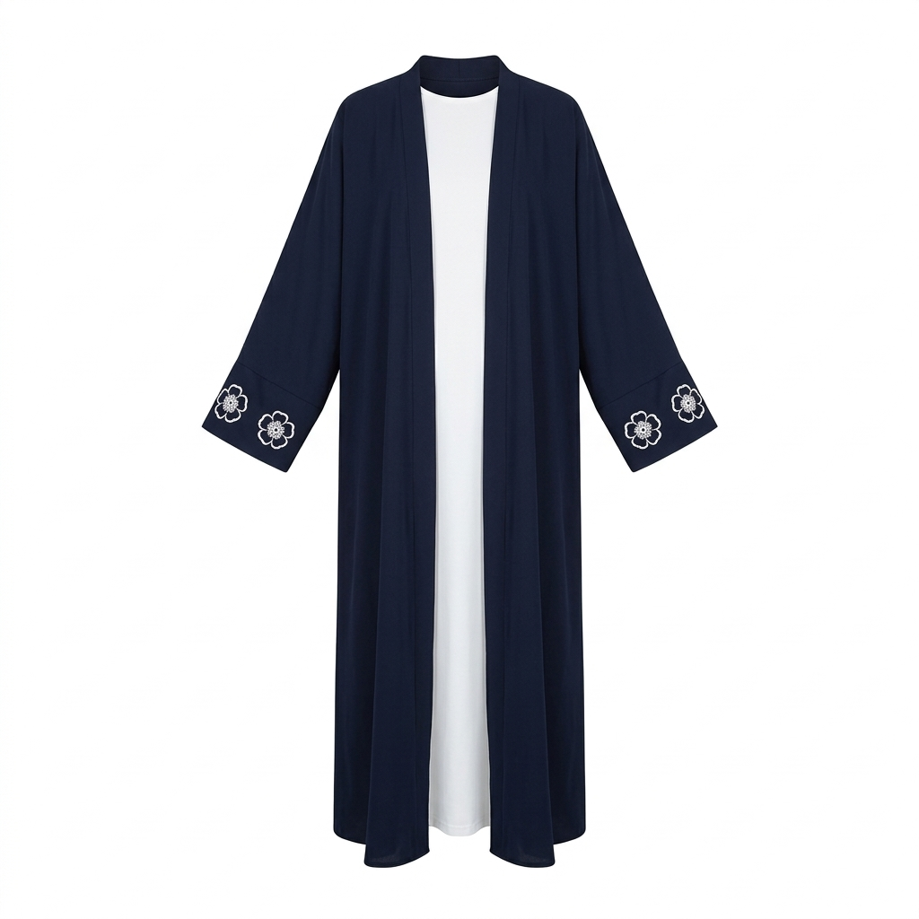 Kimono with dress flowers - navy