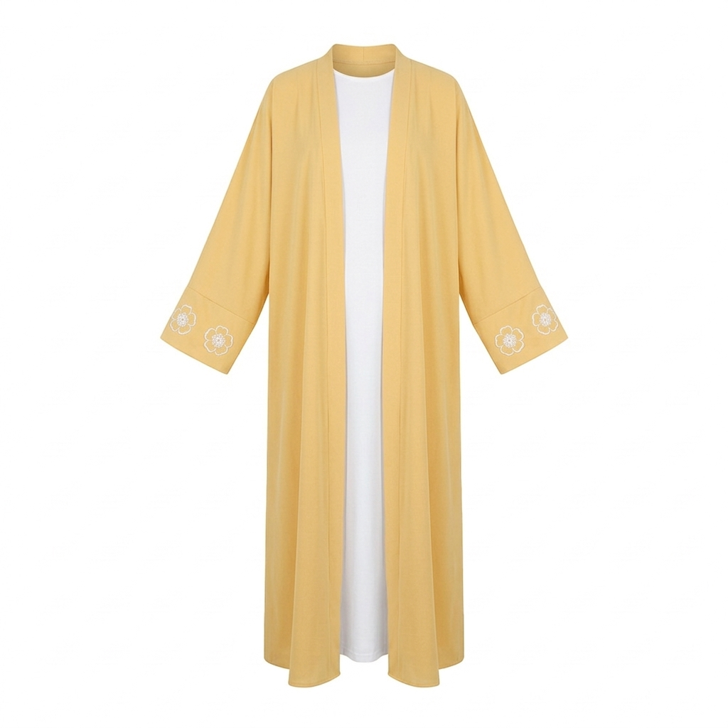Kimono dress with flowers - yellow