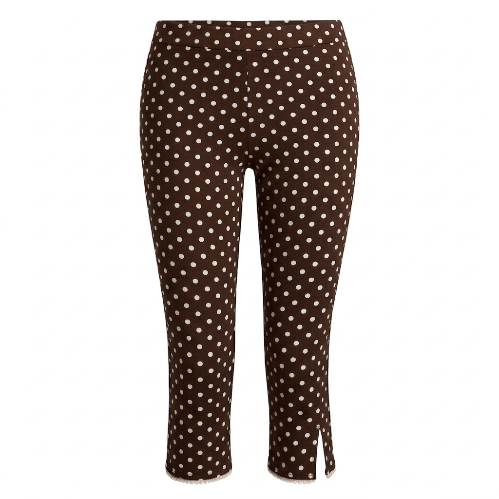 Legging bruin met ronde stippels wit