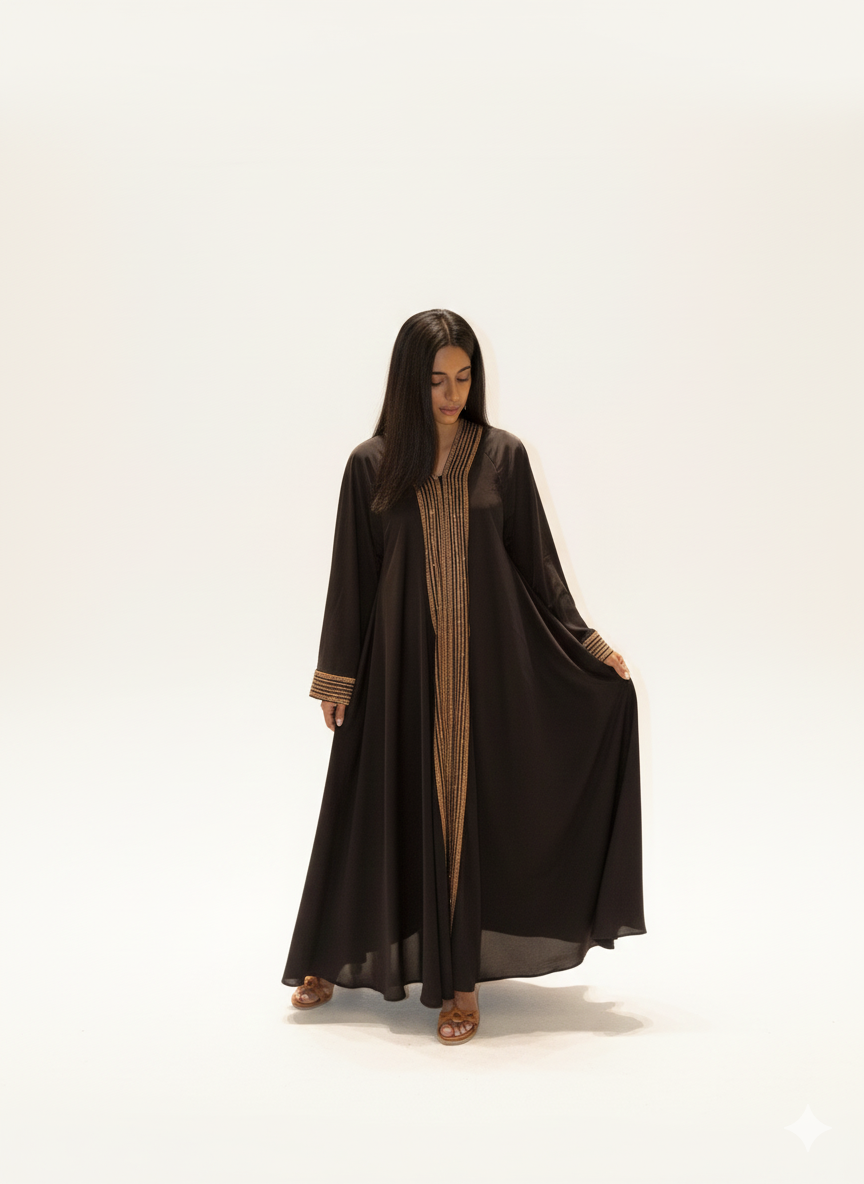 Abaya goud met zwart - dubai cl607