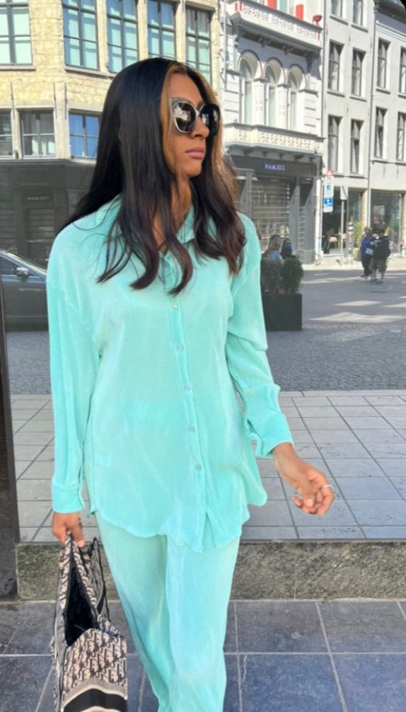 AMBER PLISSE TWEEDELIG SET TURQOUISE