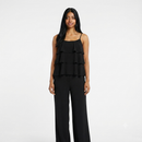 Ruffles blouse met rekbare broek - zwart
